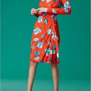 Diane Von Furstenberg Red and Blue Floral Wrap Dress